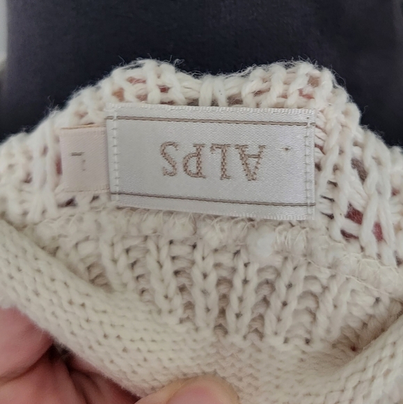 Vintage ALPS Cream Knit Cardigan Size Large - Picture 6 of 7